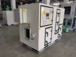Side view of FXC series combined desiccant wheel dehumidifier with PLC touch control panel manufactured by Zhejiang Fengxing factory for food, pharmaceutical and glass production workshop