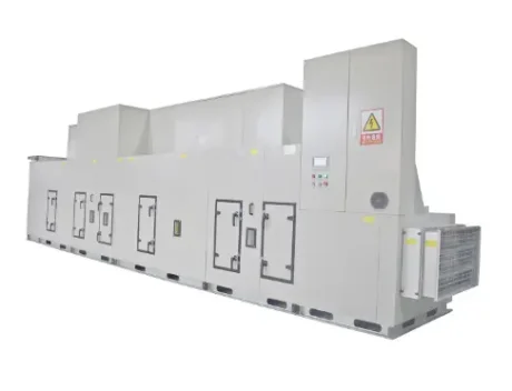 Fengxing FXE big combined low temperature regenerative desiccant dehumidifier finished product photo in factory warehouse, large airflow integrated air conditioning dehumidification equipment
