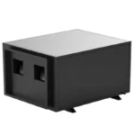 3D render of Fengxing FXR-240 heavy-duty ceiling concealed refrigerative dehumidifier, side view with dual square air outlet and fixed hanging brackets, designed for large factory workshop, industrial warehouse and battery storage humidity control