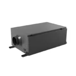 Product 3D render of Fengxing FXR-26 slim ceiling hidden refrigeration dehumidifier, flip-top maintenance panel design, low-profile cabinet for small warehouse and office humidity control
