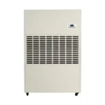 Front main view 3D render of Fengxing FXRI-480 floor standing high-capacity industrial dehumidifier, full wide high-flow air intake louver and intelligent digital display, stable constant humidity control for lithium battery dry rooms, large commercial greenhouses and massive factory workshop moisture removal