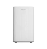 FXRH series 10-12L slim vertical refrigerative dehumidifier style 13, minimalist white body, vertical stripe texture, top brand logo area, small foot support, quiet home dehumidifier for indoor air drying, private mold and OEM custom brand acceptable